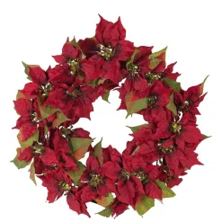 Kurt Adler Lawn And Outdoor Decor* 24-Inch Battery-Operated Red Poinsettia Led Wreath