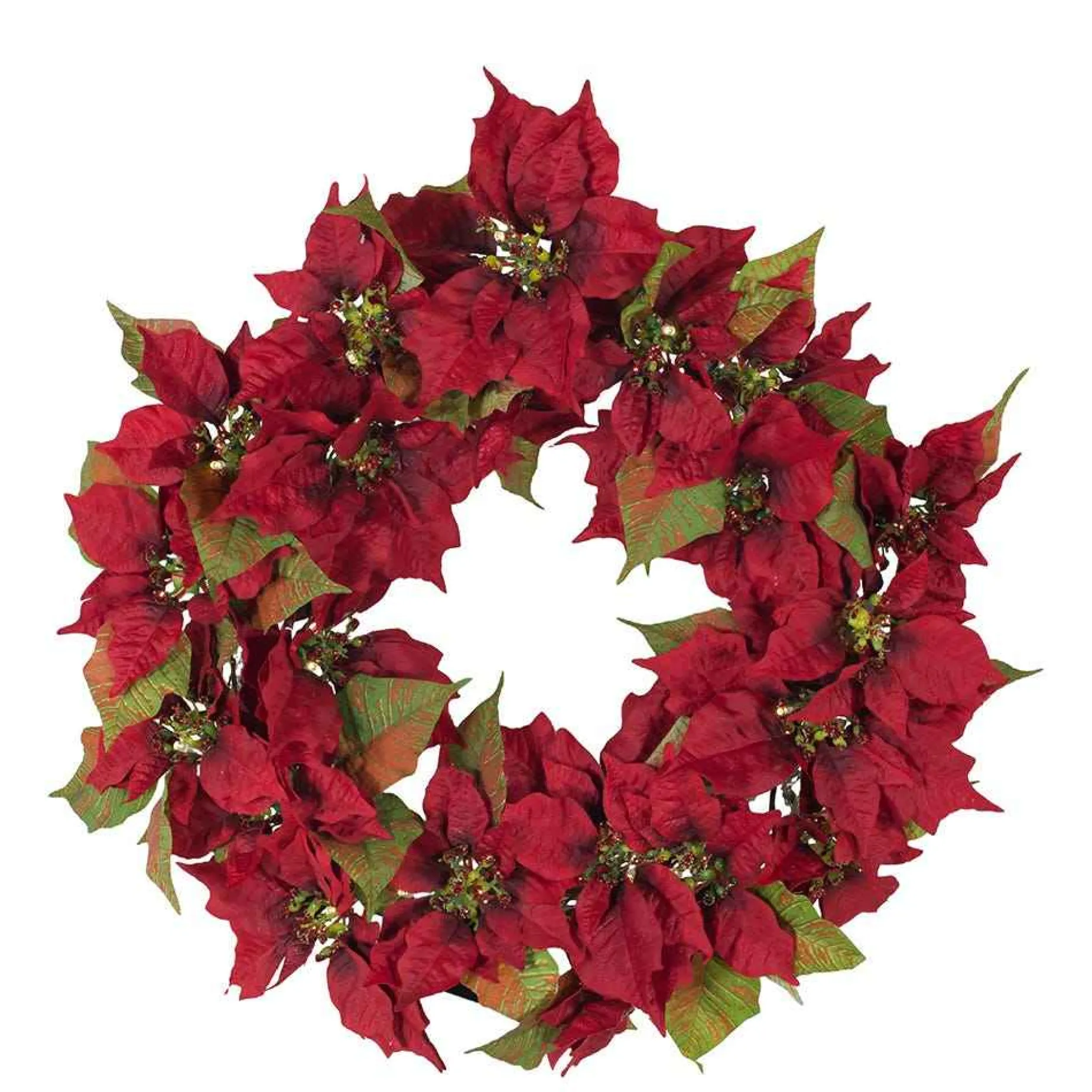 Kurt Adler Lawn And Outdoor Decor* 24-Inch Battery-Operated Red Poinsettia Led Wreath