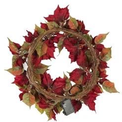 Kurt Adler Lawn And Outdoor Decor* 24-Inch Battery-Operated Red Poinsettia Led Wreath