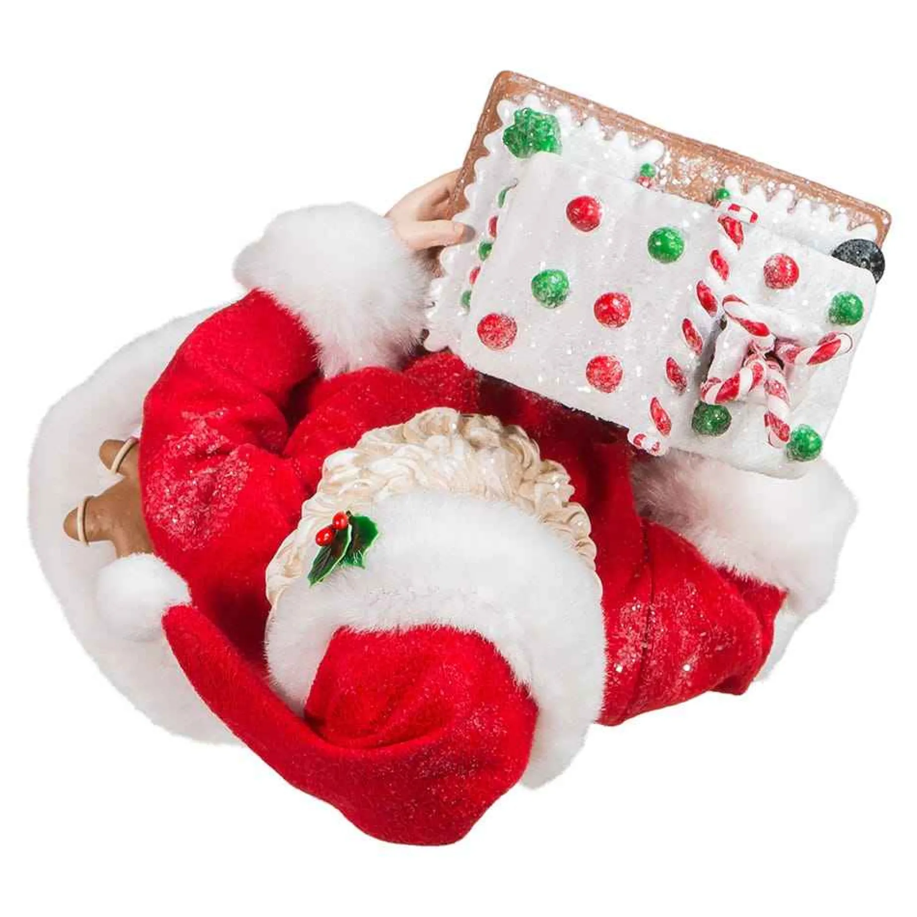 Kurt Adler Tabletop Items* 11-Inch Battery-Operated Santa With Light-Up Gingerbread House