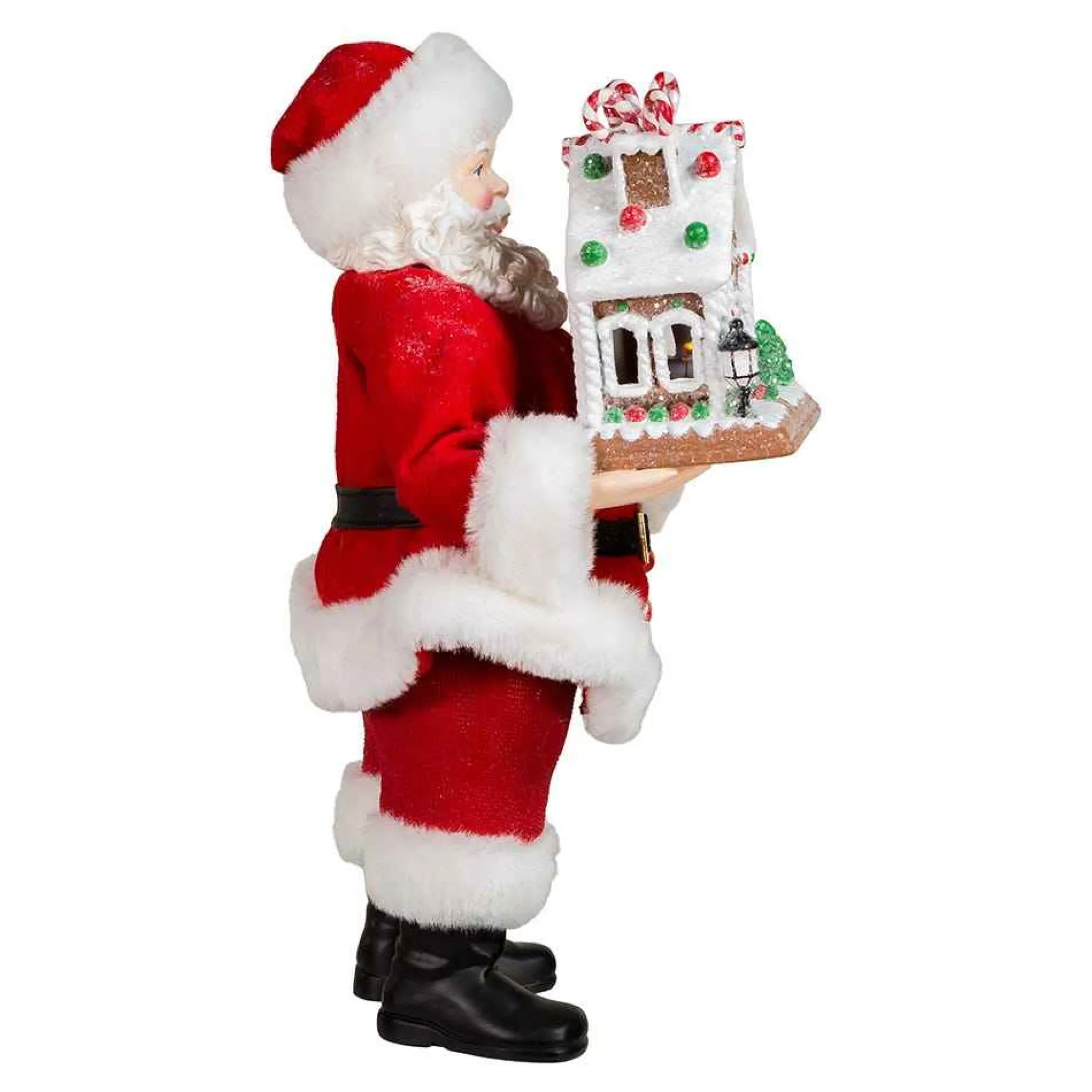 Kurt Adler Tabletop Items* 11-Inch Battery-Operated Santa With Light-Up Gingerbread House