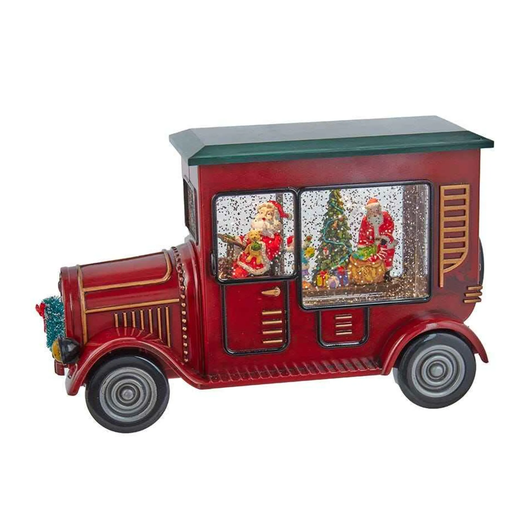 Kurt Adler Tabletop Items* 6.5-Inch Battery-Operated Lit Santa Truck Water Lantern
