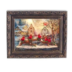 Kurt Adler Tabletop Items* 7.75-Inch Battery-Operated Musical Water Cardinals Frame