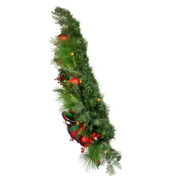 Kurt Adler Pre-Lit Trees* 26-Inch Battery-Operated Pre-Lit Red And Green Wall Tree With Bow