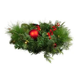 Kurt Adler Pre-Lit Trees* 26-Inch Battery-Operated Pre-Lit Red And Green Wall Tree With Bow