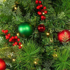 Kurt Adler Pre-Lit Trees* 26-Inch Battery-Operated Pre-Lit Red And Green Wall Tree With Bow