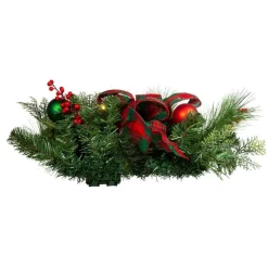 Kurt Adler Pre-Lit Trees* 26-Inch Battery-Operated Pre-Lit Red And Green Wall Tree With Bow