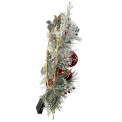 Kurt Adler Wreaths* 22-Inch Battery-Operated Red Berries, Balls And Silver Pinecone Wreath