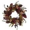 Kurt Adler Wreaths* 24-Inch Berries And Pinecone Burgundy Rattan Wreath