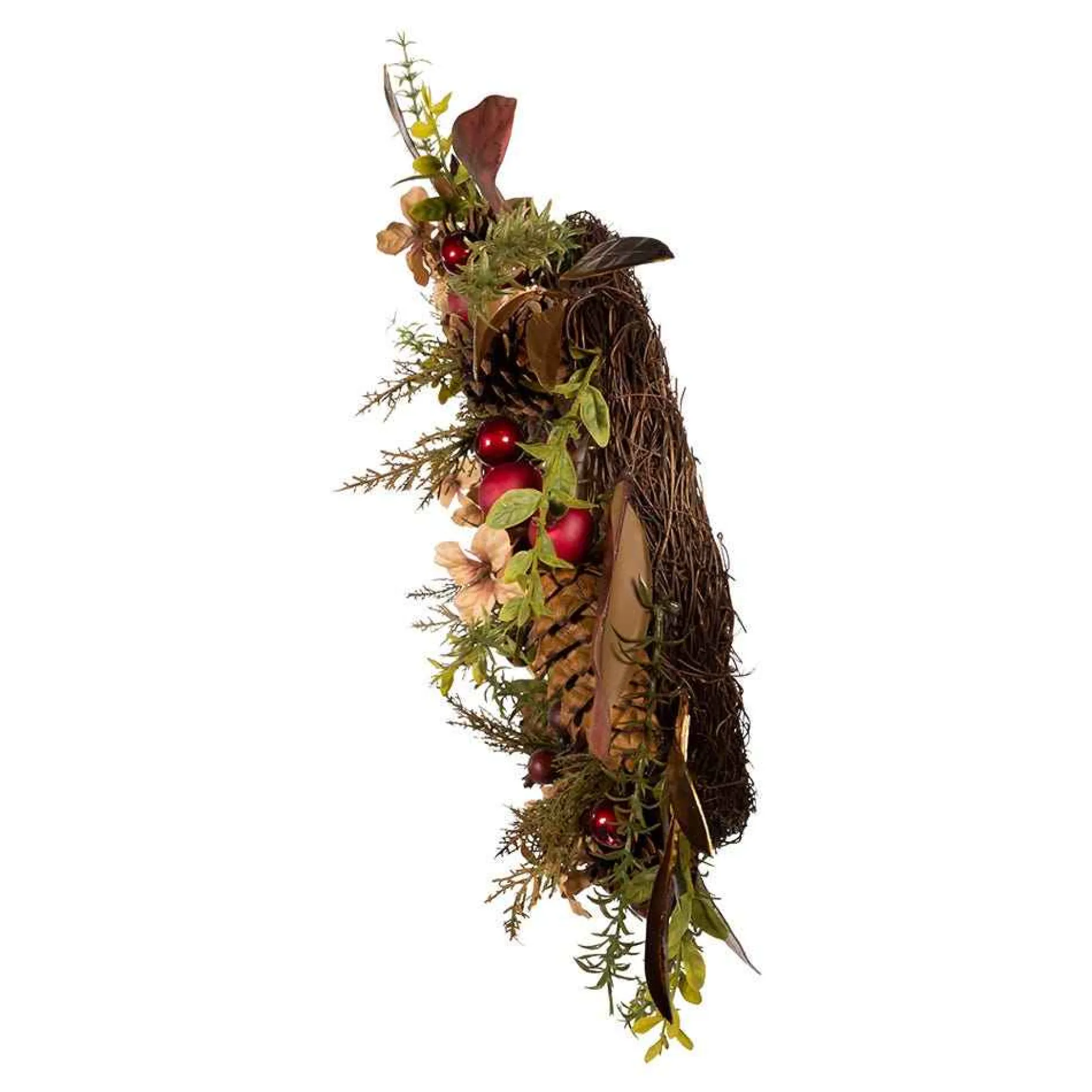 Kurt Adler Wreaths* 24-Inch Berries And Pinecone Burgundy Rattan Wreath