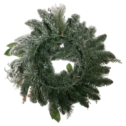 Kurt Adler Wreaths* 24-Inch Blue And Gold Poinsettia Decorated Flocked Wreath