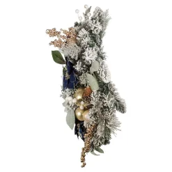 Kurt Adler Wreaths* 24-Inch Blue And Gold Poinsettia Decorated Flocked Wreath