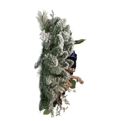 Kurt Adler Wreaths* 24-Inch Blue And Gold Poinsettia Decorated Flocked Wreath