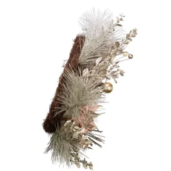 Kurt Adler Wreaths* 20-Inch Champagne And Gold Wreath With Pink Poinsettias And Ornaments