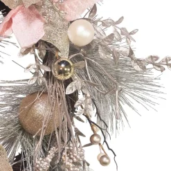 Kurt Adler Wreaths* 20-Inch Champagne And Gold Wreath With Pink Poinsettias And Ornaments