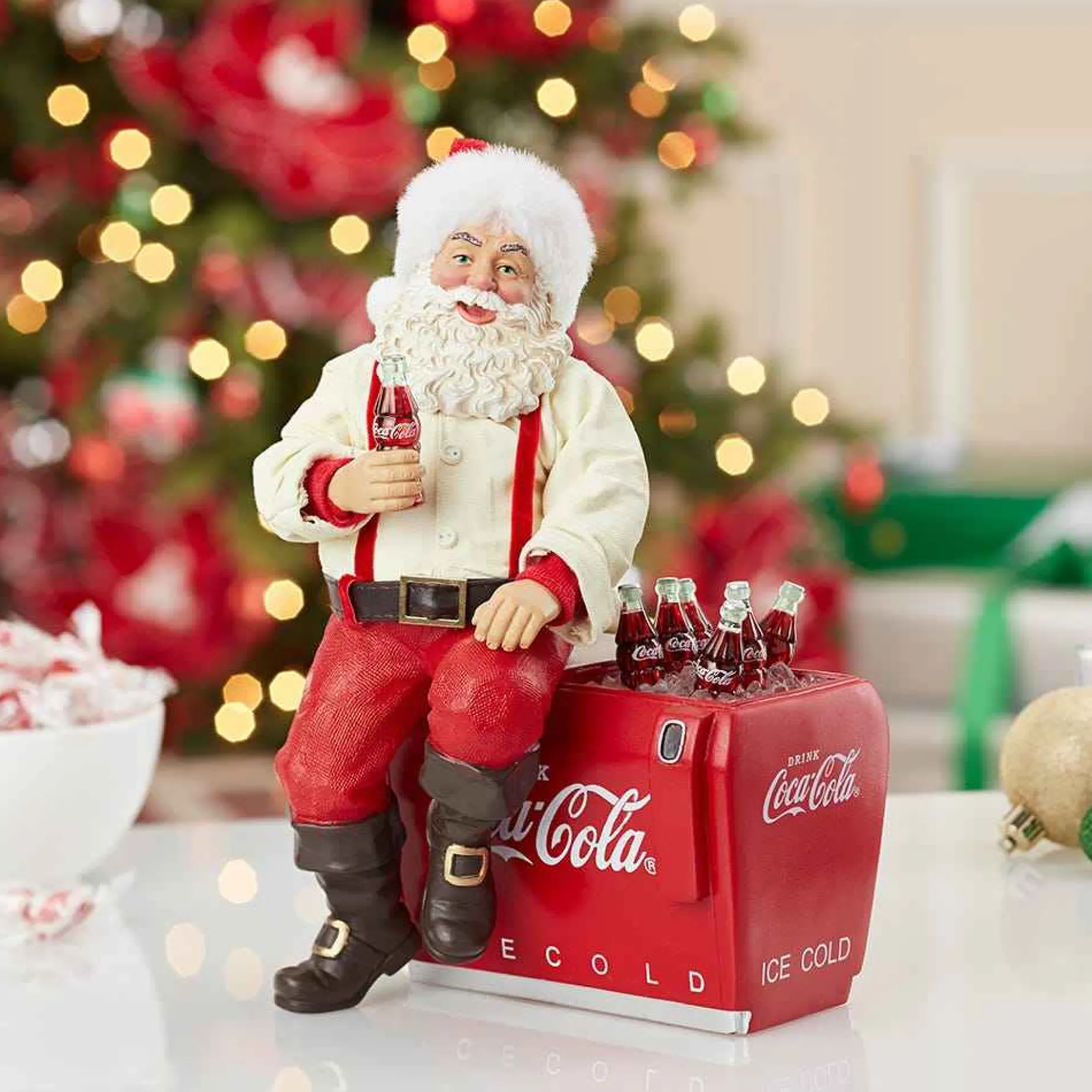 Kurt Adler Tabletop Items* 10.5-Inch Coca-Cola® Santa Sitting On Cooler Table Piece