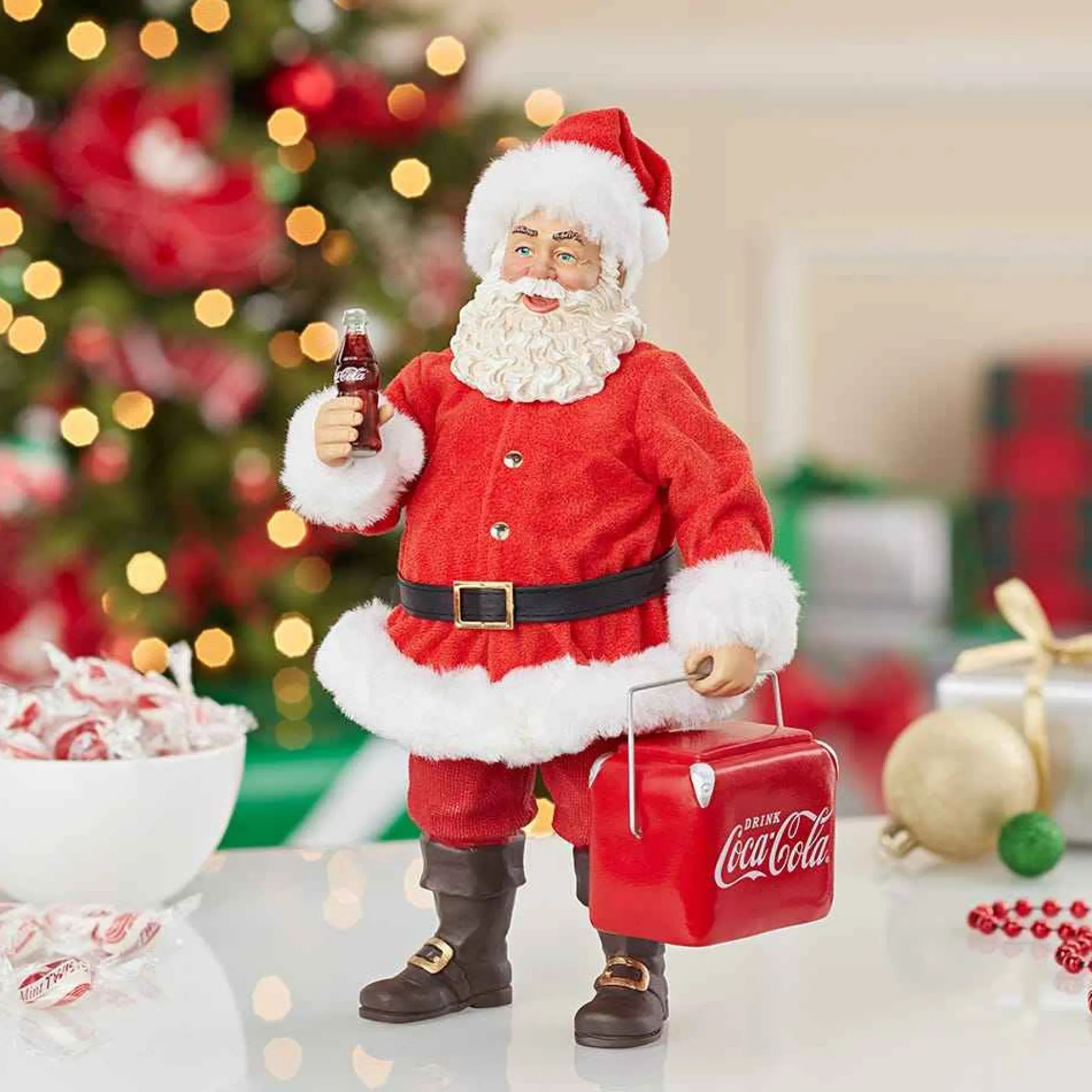 Kurt Adler Tabletop Items* 10.5-Inch Coke Santa With Cooler Table Piece