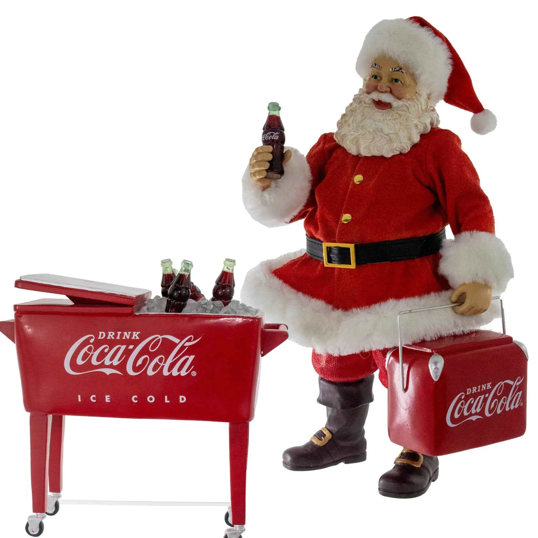 Kurt Adler Tabletop Items* 10.5-Inch Coke Santa With Cooler Table Piece