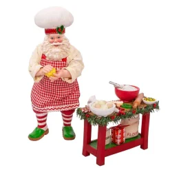 Kurt Adler Tabletop Items* 10.5-Inch Fabriche 2-Piece Baking Santa Set