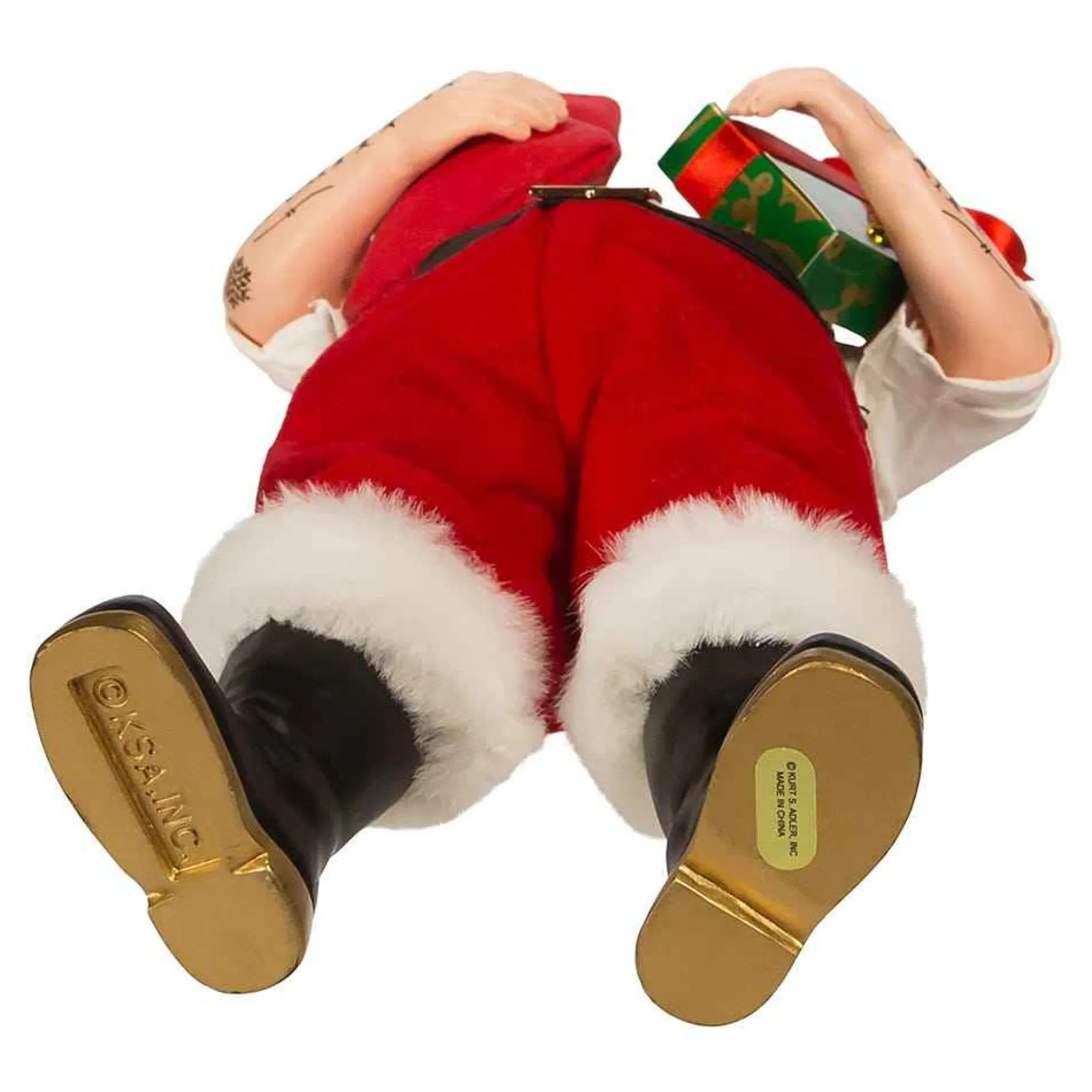 Kurt Adler Tabletop Items* 10.5-Inch Fabriche Santa With Tattoos