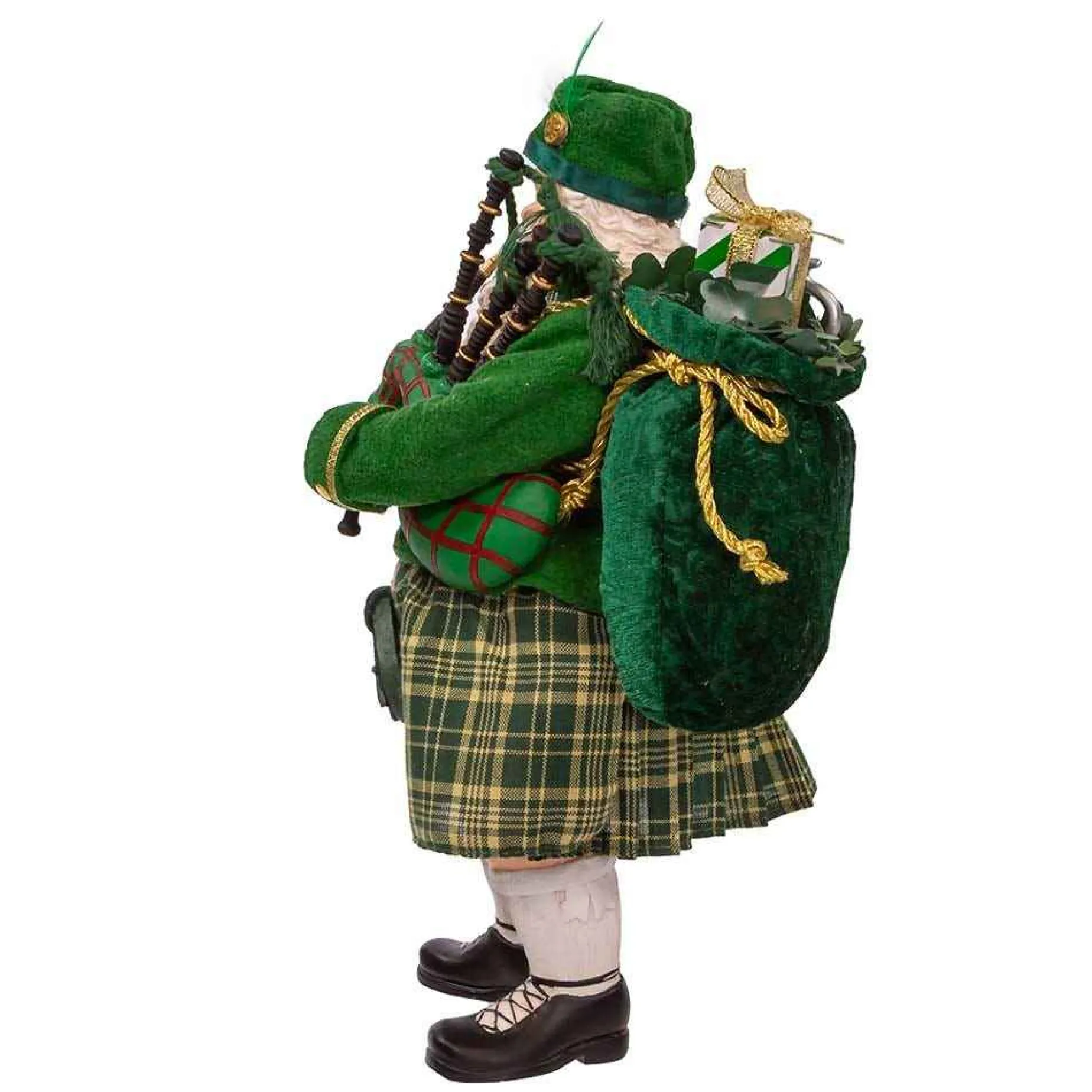 Kurt Adler Tabletop Items* 10.5-Inch Fabriche Musical Irish Bagpiper Santa