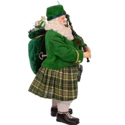 Kurt Adler Tabletop Items* 10.5-Inch Fabriche Musical Irish Bagpiper Santa