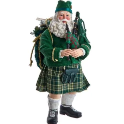 Kurt Adler Tabletop Items* 10.5-Inch Fabriche Musical Irish Bagpiper Santa