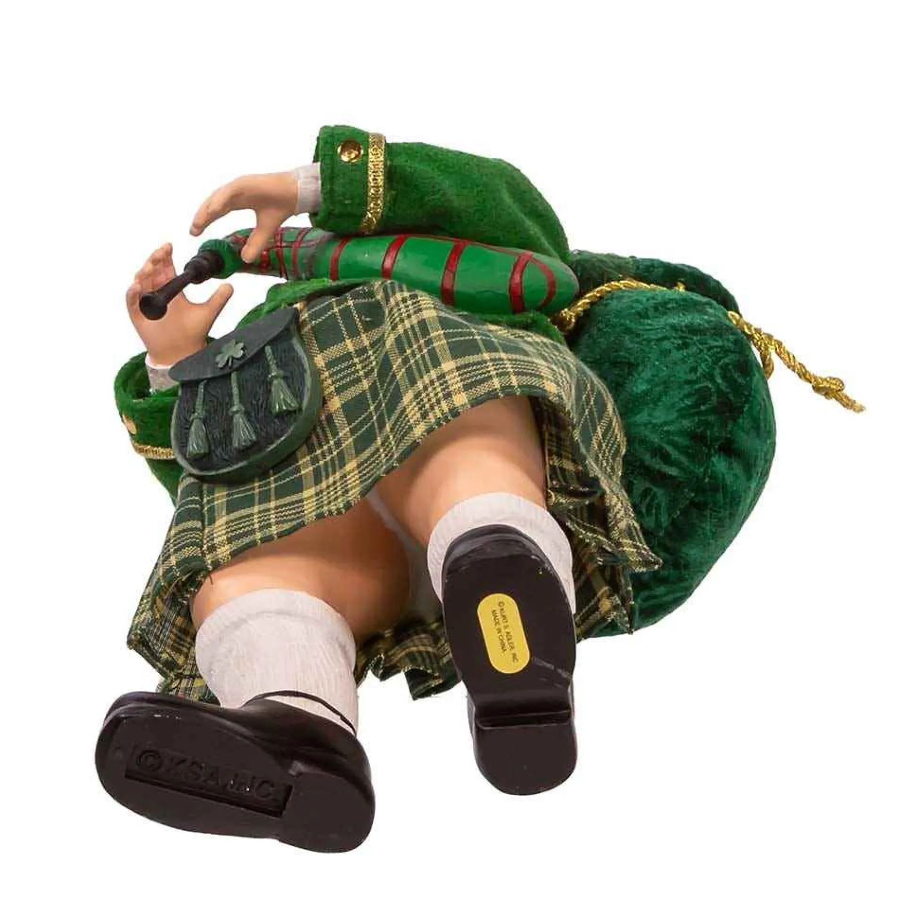 Kurt Adler Tabletop Items* 10.5-Inch Fabriche Musical Irish Bagpiper Santa