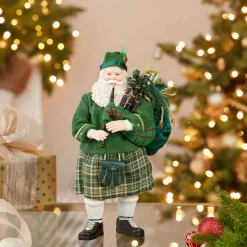 Kurt Adler Tabletop Items* 10.5-Inch Fabriche Musical Irish Bagpiper Santa