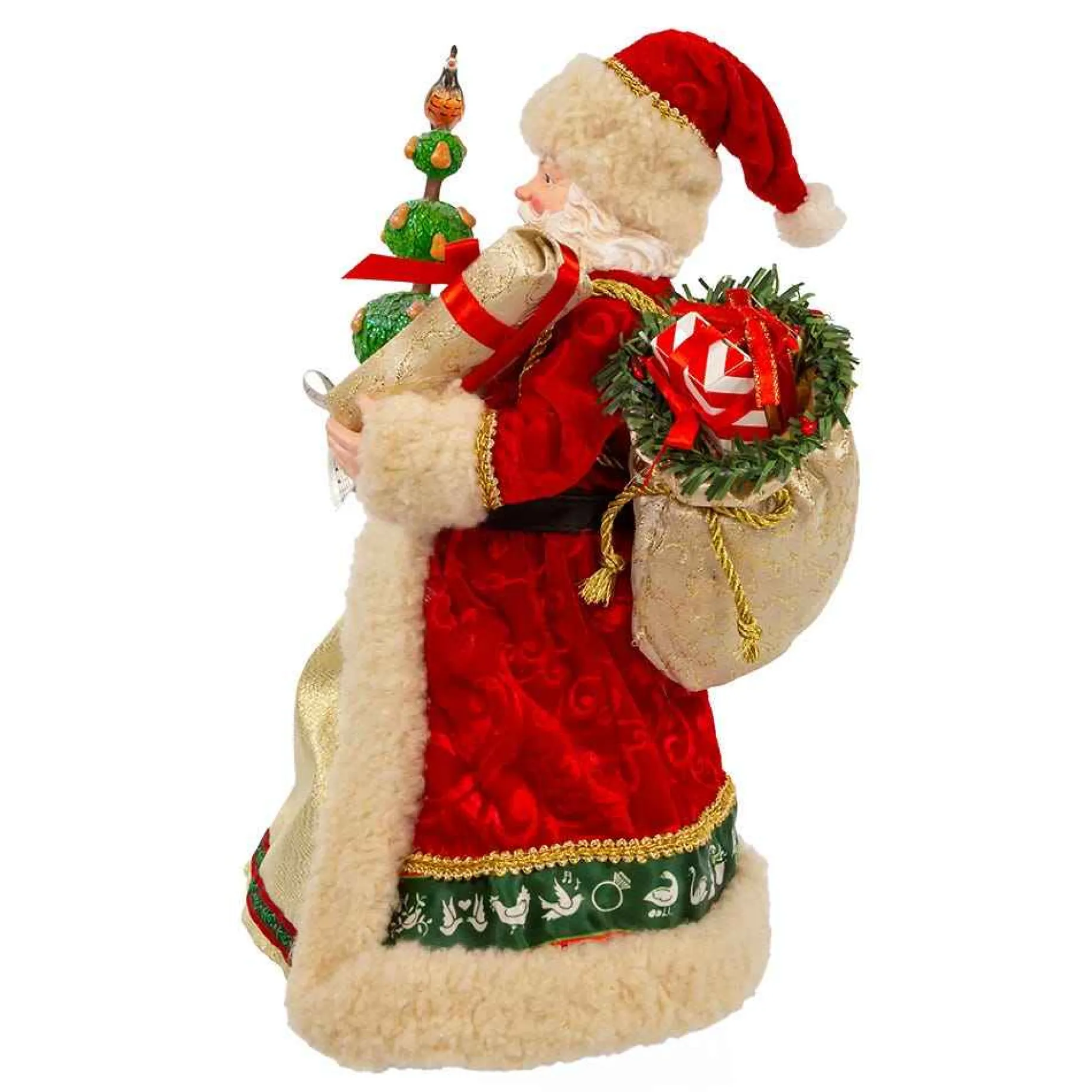 Kurt Adler Tabletop Items* 10.5-Inch Fabriche Musical 12 Days Of Christmas Santa