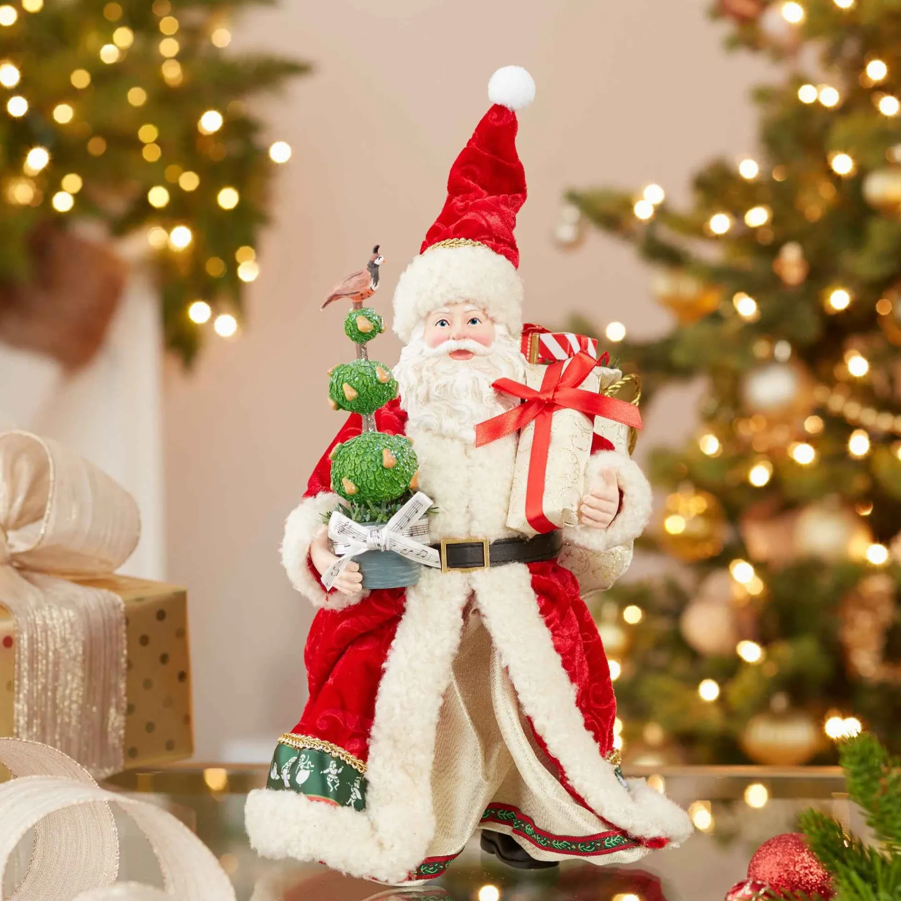 Kurt Adler Tabletop Items* 10.5-Inch Fabriche Musical 12 Days Of Christmas Santa