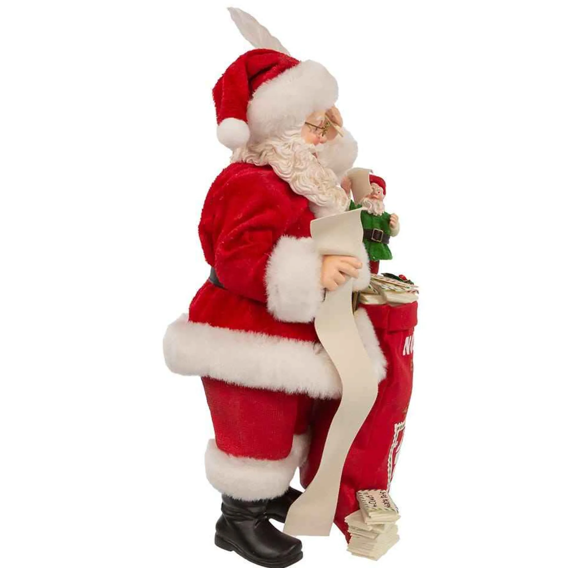 Kurt Adler Tabletop Items* 10.5-Inch Fabriche Santa With Mail And Elf