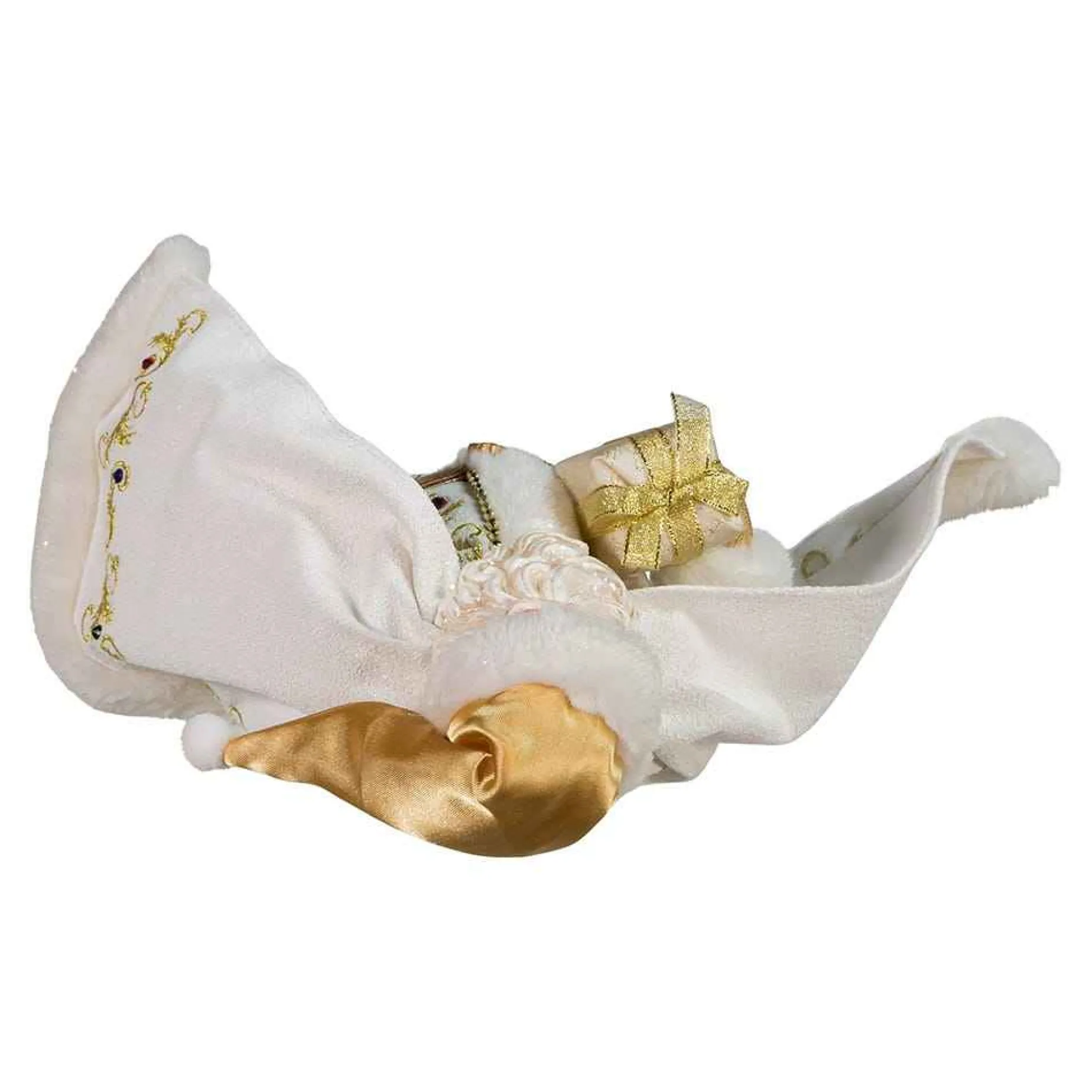 Kurt Adler Tabletop Items* 10.5-Inch Fabriche White And Gold Santa