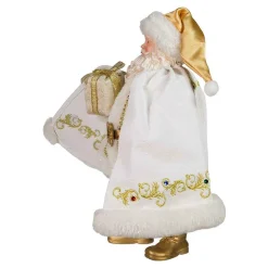 Kurt Adler Tabletop Items* 10.5-Inch Fabriche White And Gold Santa