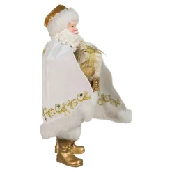 Kurt Adler Tabletop Items* 10.5-Inch Fabriche White And Gold Santa