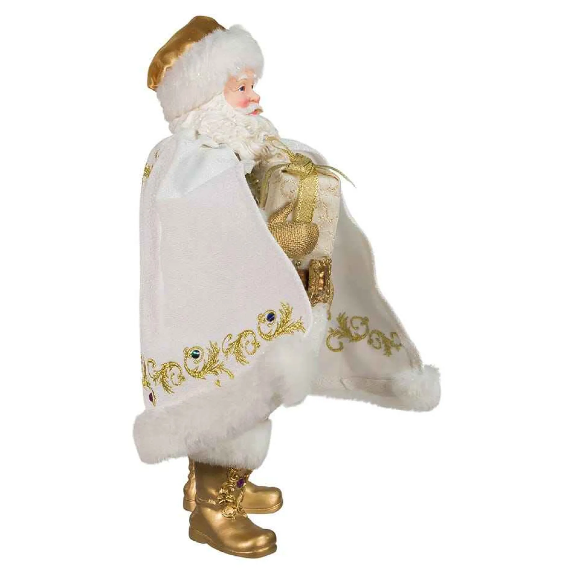 Kurt Adler Tabletop Items* 10.5-Inch Fabriche White And Gold Santa