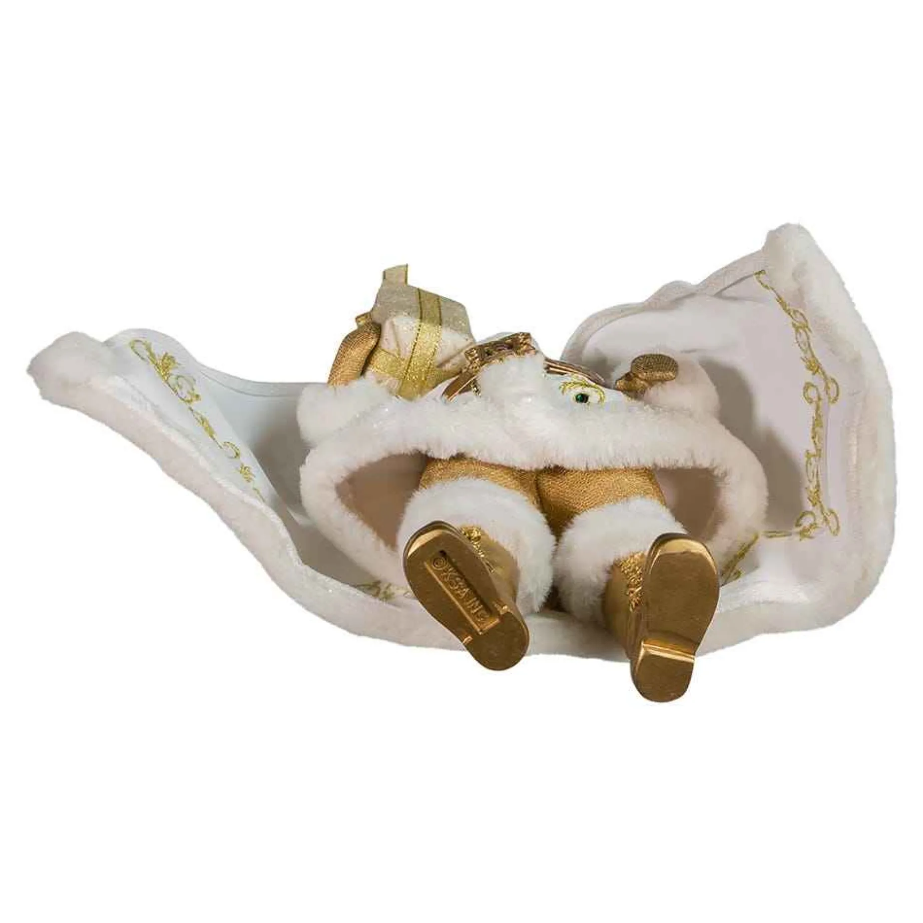 Kurt Adler Tabletop Items* 10.5-Inch Fabriche White And Gold Santa