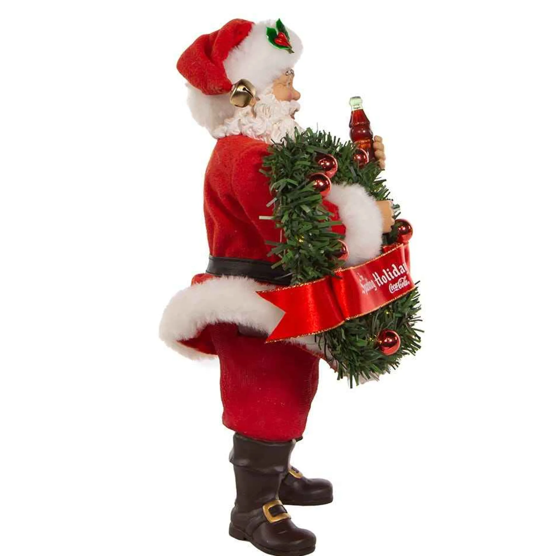 Kurt Adler Tabletop Items* 10.5-Inch Fabriche™ Coca-Cola® Battery Operated Santa With Lighted Wreath