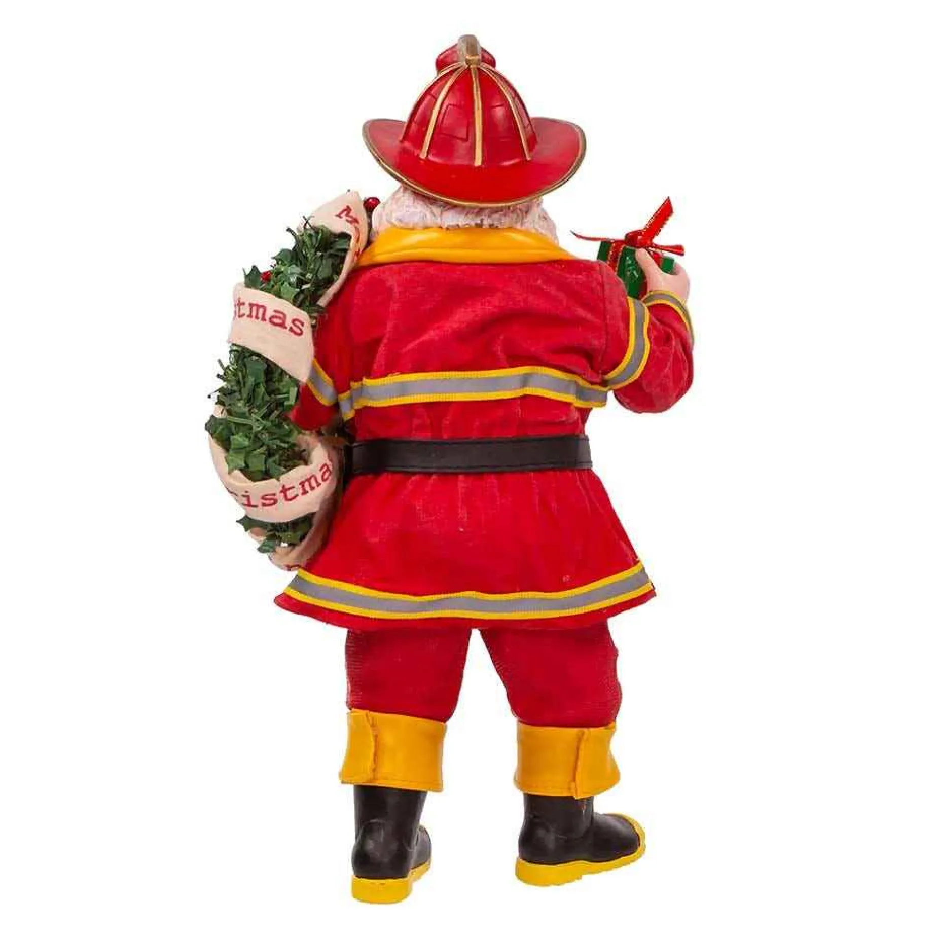 Kurt Adler Tabletop Items* 11-Inch Fabriche Fireman Santa With Wreath And Hose