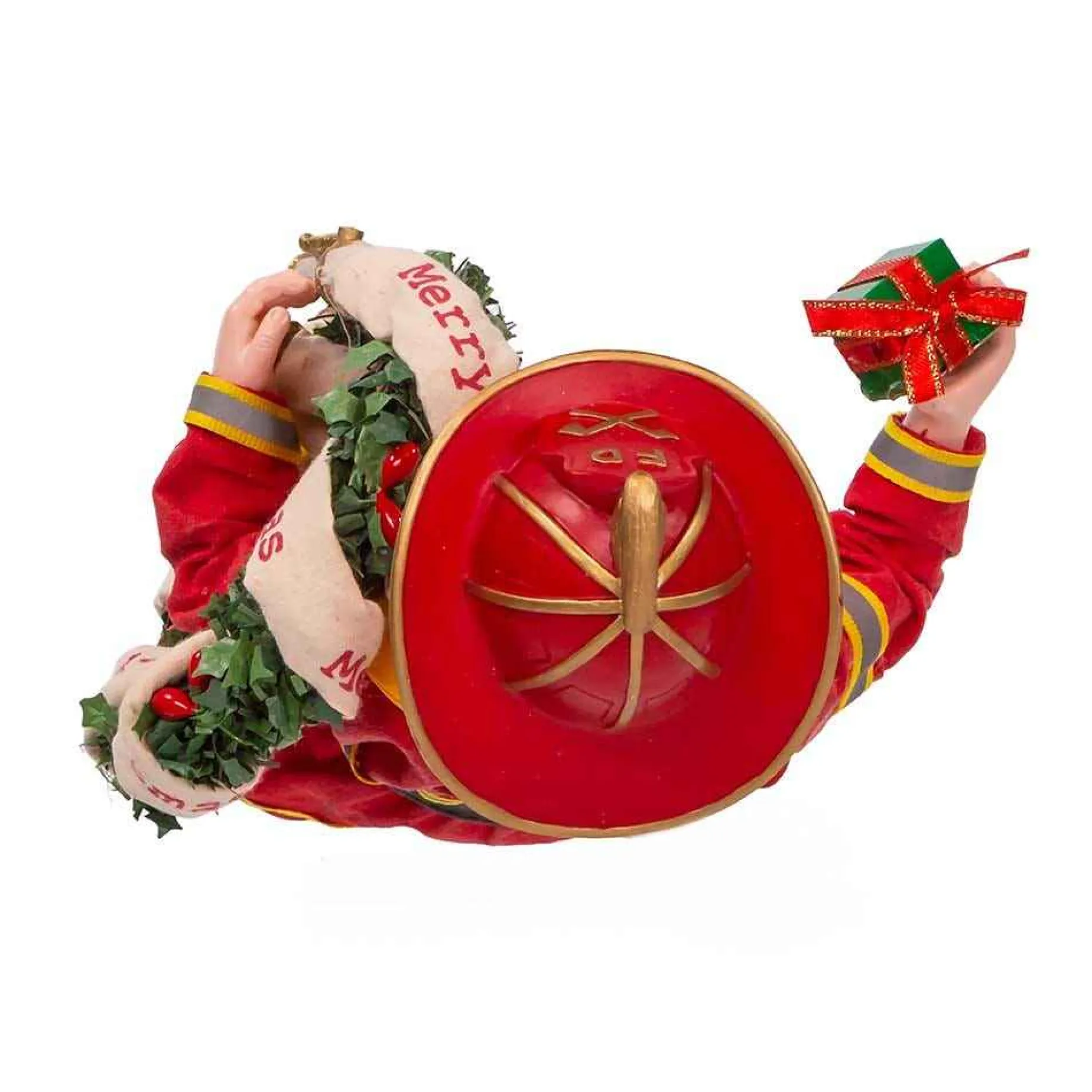 Kurt Adler Tabletop Items* 11-Inch Fabriche Fireman Santa With Wreath And Hose