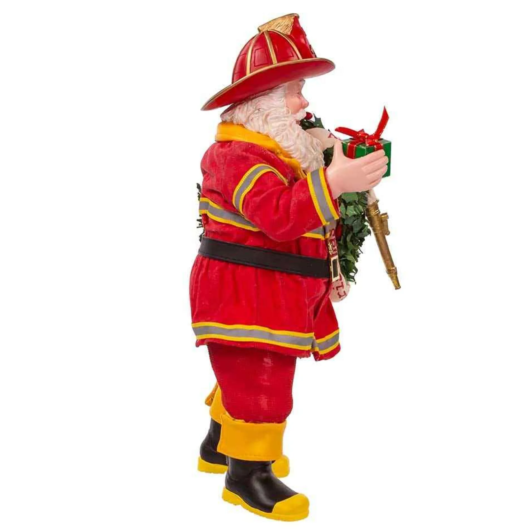 Kurt Adler Tabletop Items* 11-Inch Fabriche Fireman Santa With Wreath And Hose