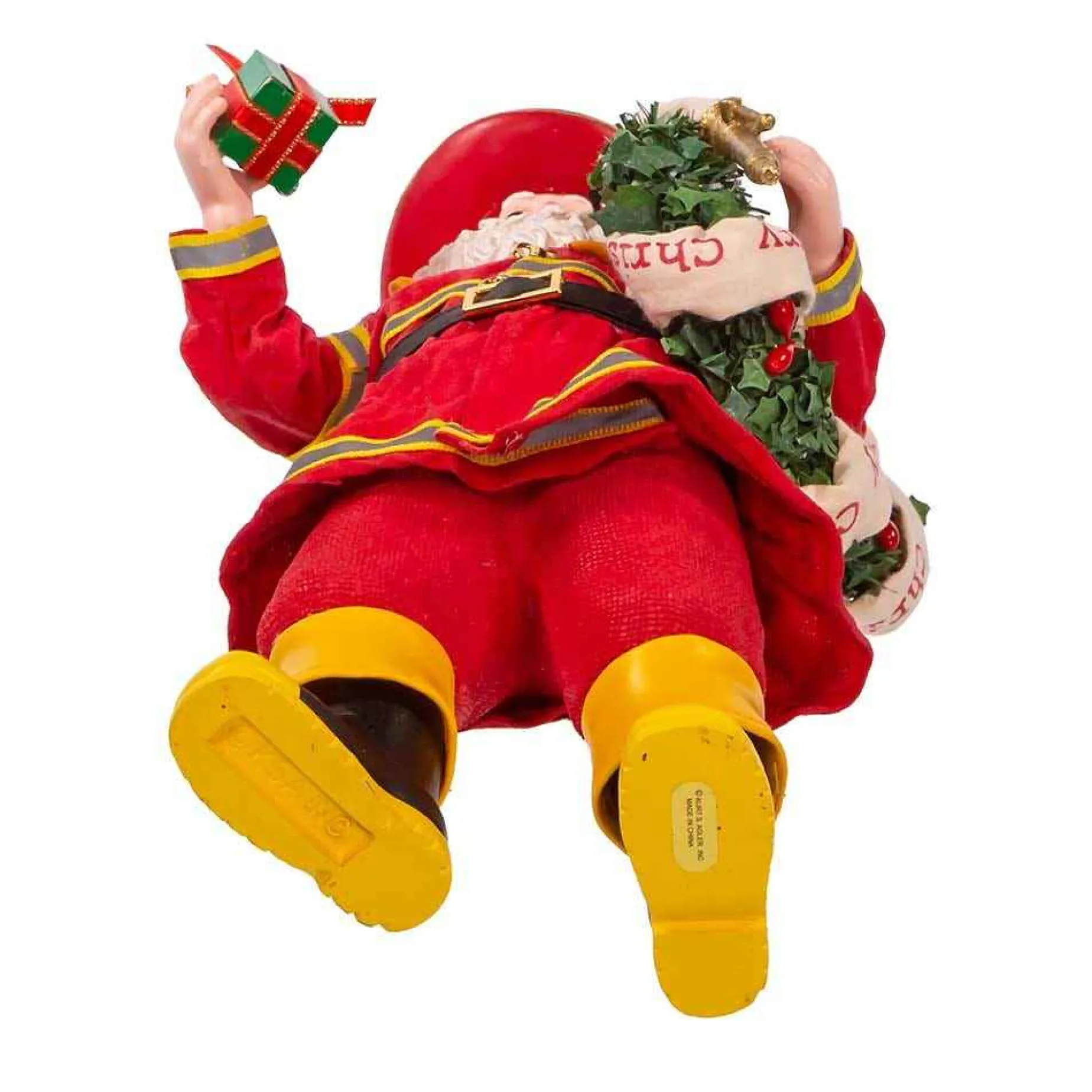 Kurt Adler Tabletop Items* 11-Inch Fabriche Fireman Santa With Wreath And Hose