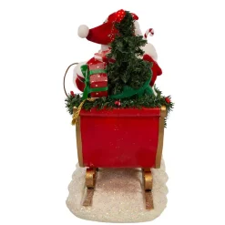 Kurt Adler Tabletop Items* 10-Inch Fabriche Flamingos Pulling Santa Sleigh