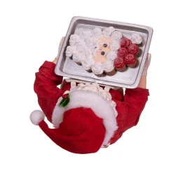 Kurt Adler Tabletop Items* 10.5-Inch Fabriche Santa And Tray Of Santa Face Cake