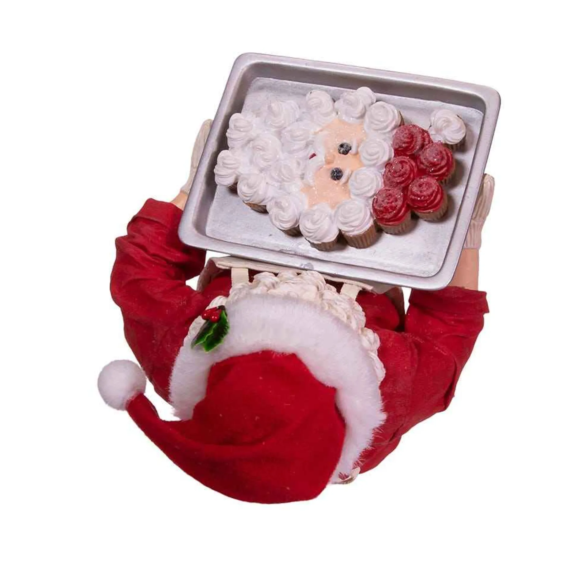 Kurt Adler Tabletop Items* 10.5-Inch Fabriche Santa And Tray Of Santa Face Cake