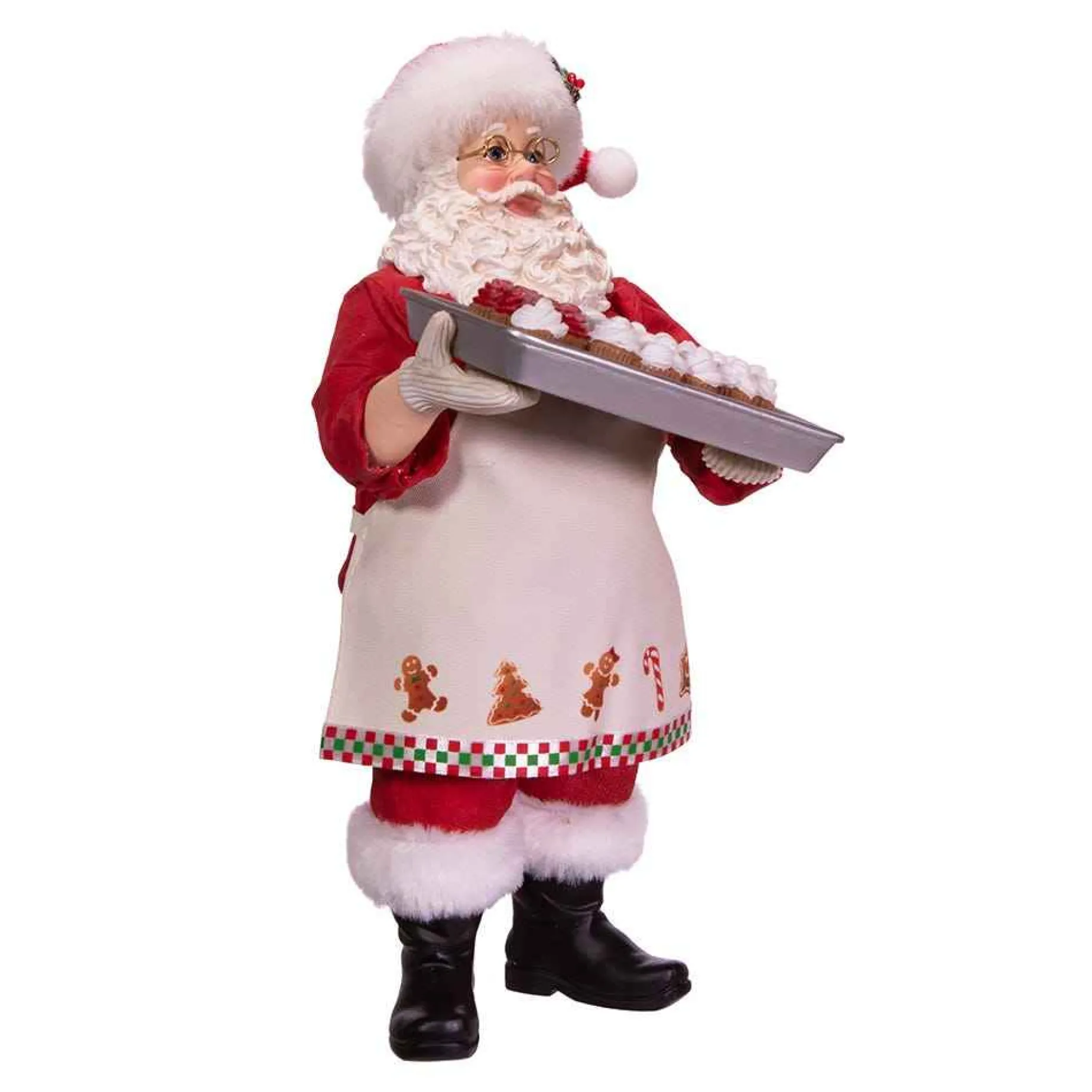 Kurt Adler Tabletop Items* 10.5-Inch Fabriche Santa And Tray Of Santa Face Cake