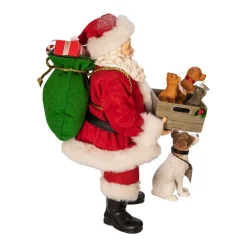 Kurt Adler Tabletop Items* 10.5-Inch Fabriche™ Adopt-A-Pet Santa With Dog, 2 Piece Set