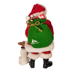 Kurt Adler Tabletop Items* 10.5-Inch Fabriche™ Adopt-A-Pet Santa With Dog, 2 Piece Set