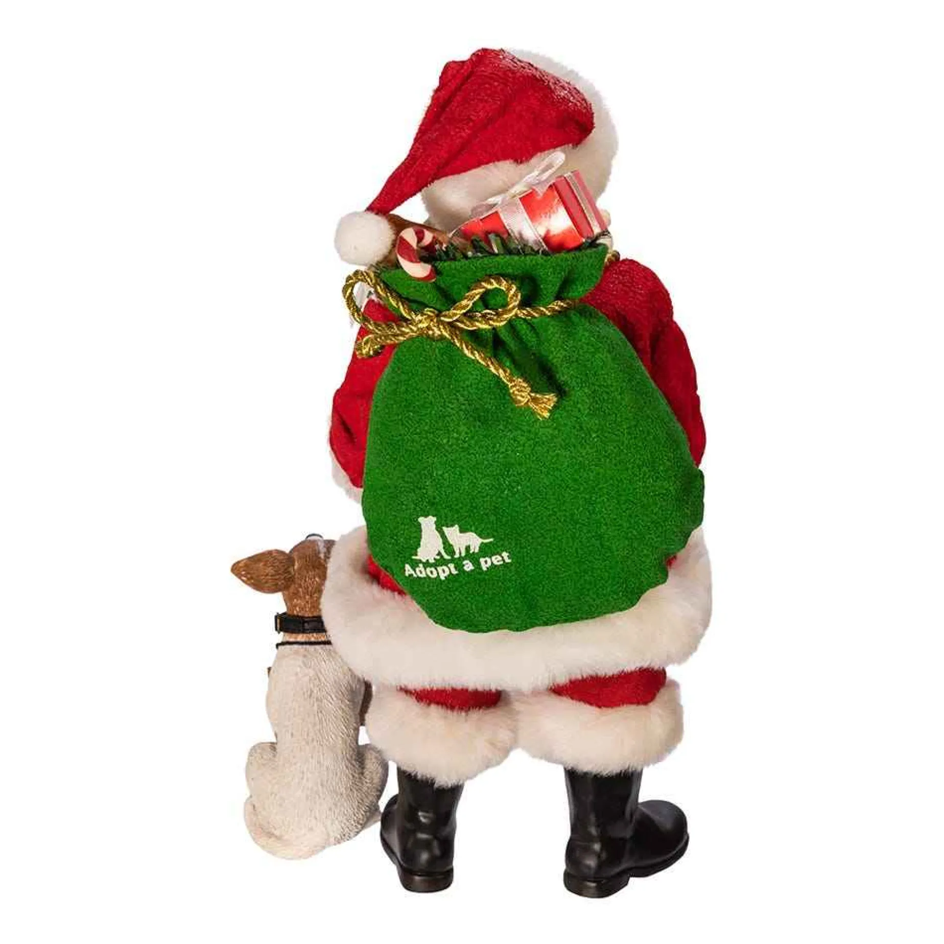 Kurt Adler Tabletop Items* 10.5-Inch Fabriche™ Adopt-A-Pet Santa With Dog, 2 Piece Set