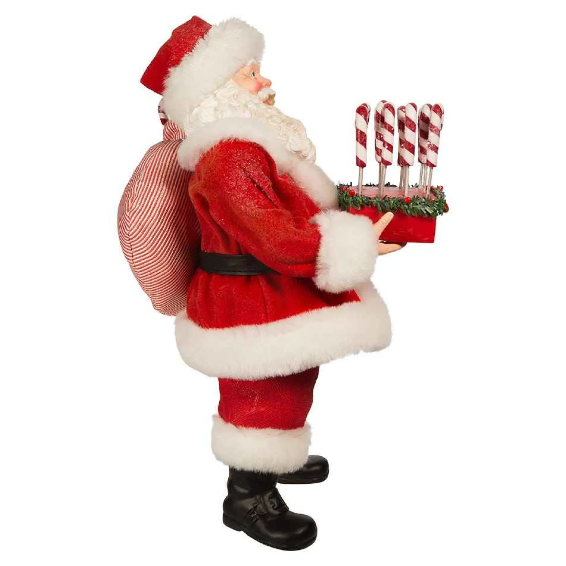 Kurt Adler Tabletop Items* 10.5-Inch Fabriche Santa With Candy Cane Tray
